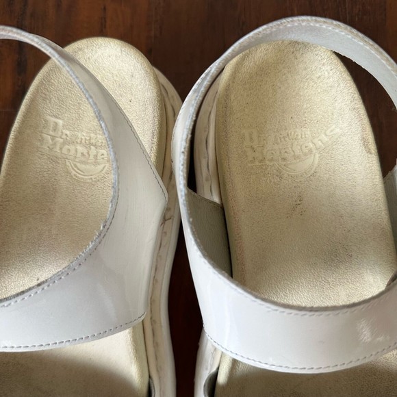 DR. MARTENS Romi Chunky Platform Ankle Strap Sandal White Patent Leather - Picture 9 of 12